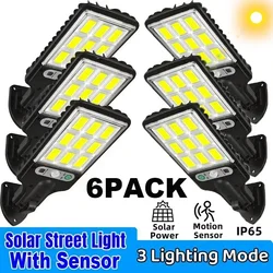 1~6PCS Solar Wall Lamp Motion Sensor 3 Working Modes Outdoor Garden Courtyard Security Waterproof Decoration Street Lights