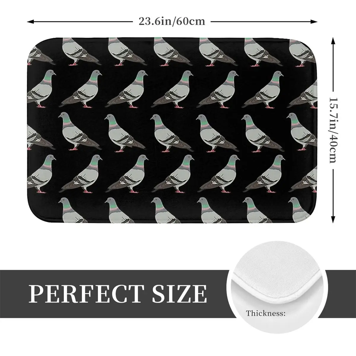 Pigeon Walk 2020, Black Background Anti-slip Doormat Floor Mat Durable Carpet Rug for Kitchen Entrance Home Bedroom Footpad Mats