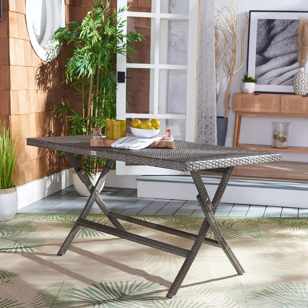 

Outdoor Collection Akita Grey Brown Folding Table with Umbrella Hole, Customized