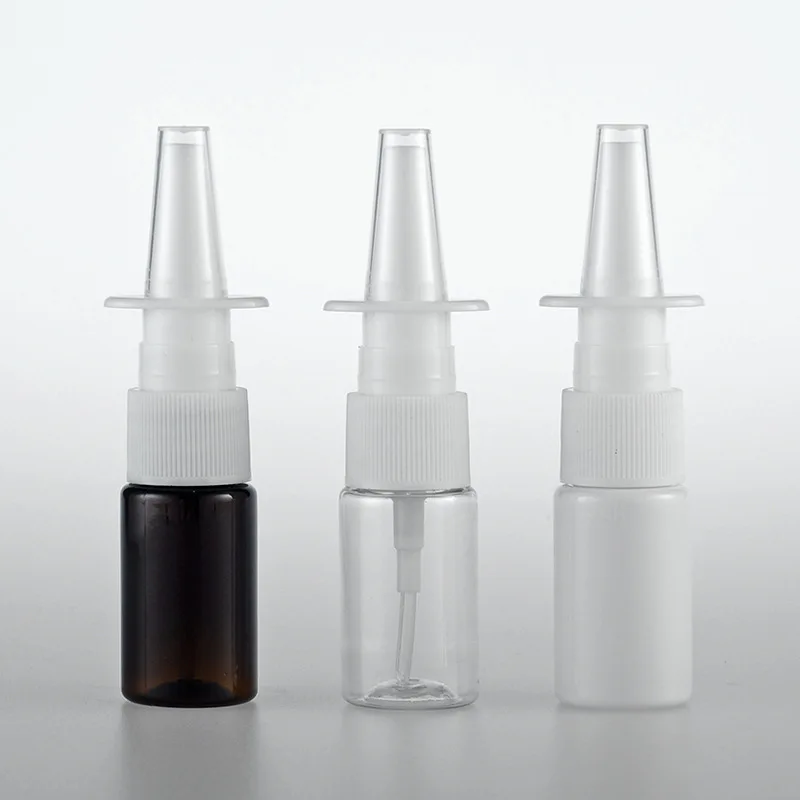 Botellas Vacías de plástico, pulverizador Nasal reutilizable, color blanco, transparente, ámbar, 10ml, 15ml, 20ml, 30 ml, 50ml, 0,5 oz, 1oz, 5