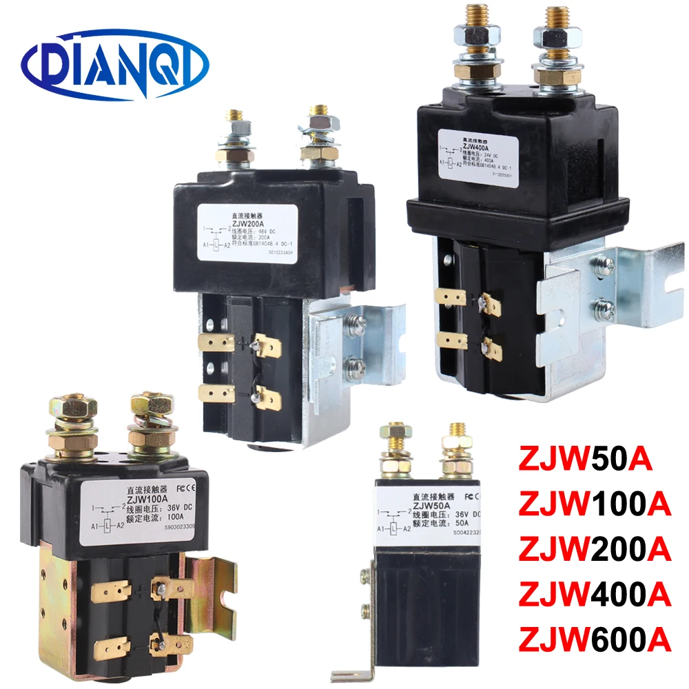 1pc ZJW50A/100A/200A/400A/600A/800A DC contactors 1NO for cars and control system 12V 24V 72V engineering machinery