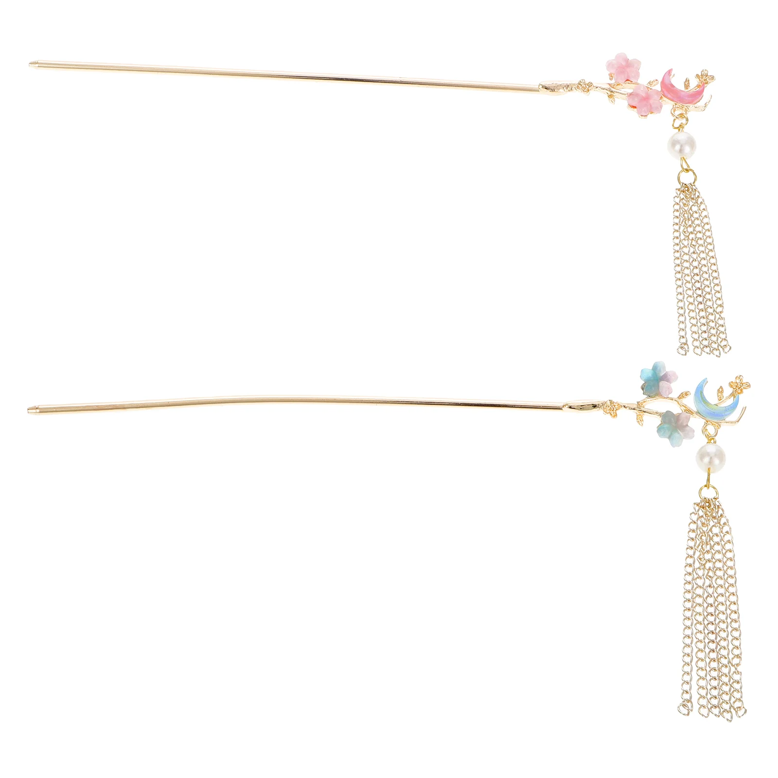 

2pcs Classical Moon And Star Hair Stick Tassels Chinese Hairpin For Women Cute Hair Pins Oriental Hairpin Metal Hairpin