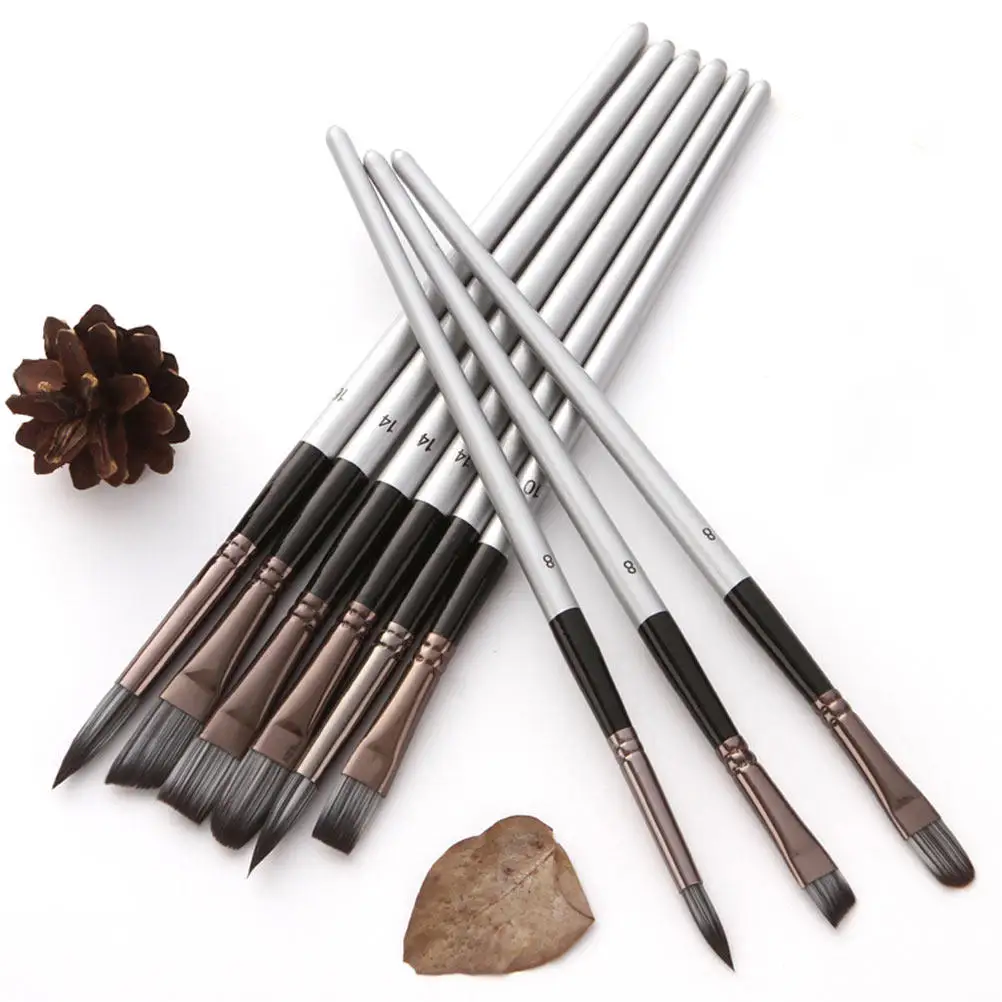 24Pcs Nylon Hair Brush Set Solid Wood Handles Oil Painting Watercolor Drawing Kit Paint Storage Bag Painting Oil Drawing