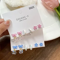 Colourful Polka Dot Balloon Earrings For Women Ins Style Heart Bow Stud Earrings Set Girls Elegant 2022 New Trendy Party Jewelry
