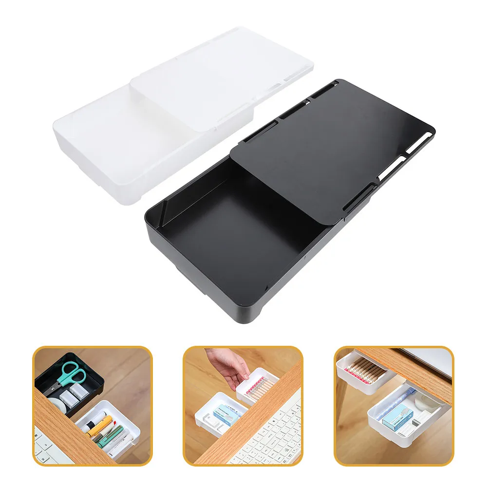 

Набор из 2 выдвижных ящиков-органайзеров для стола, многофункциональный ящик для хранения под столом для школы и офиса