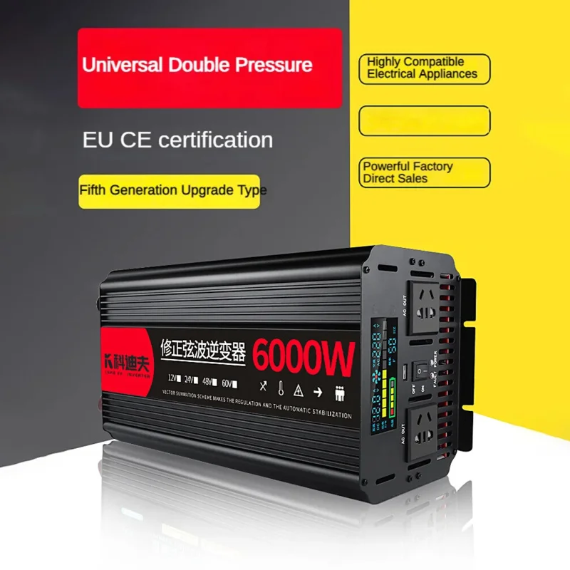 Universal Power Inverter - 4500W-6000W Pure Sine Wave Inverter for DC 12V/24V to AC 220V Conversion: Portable Power Solutions