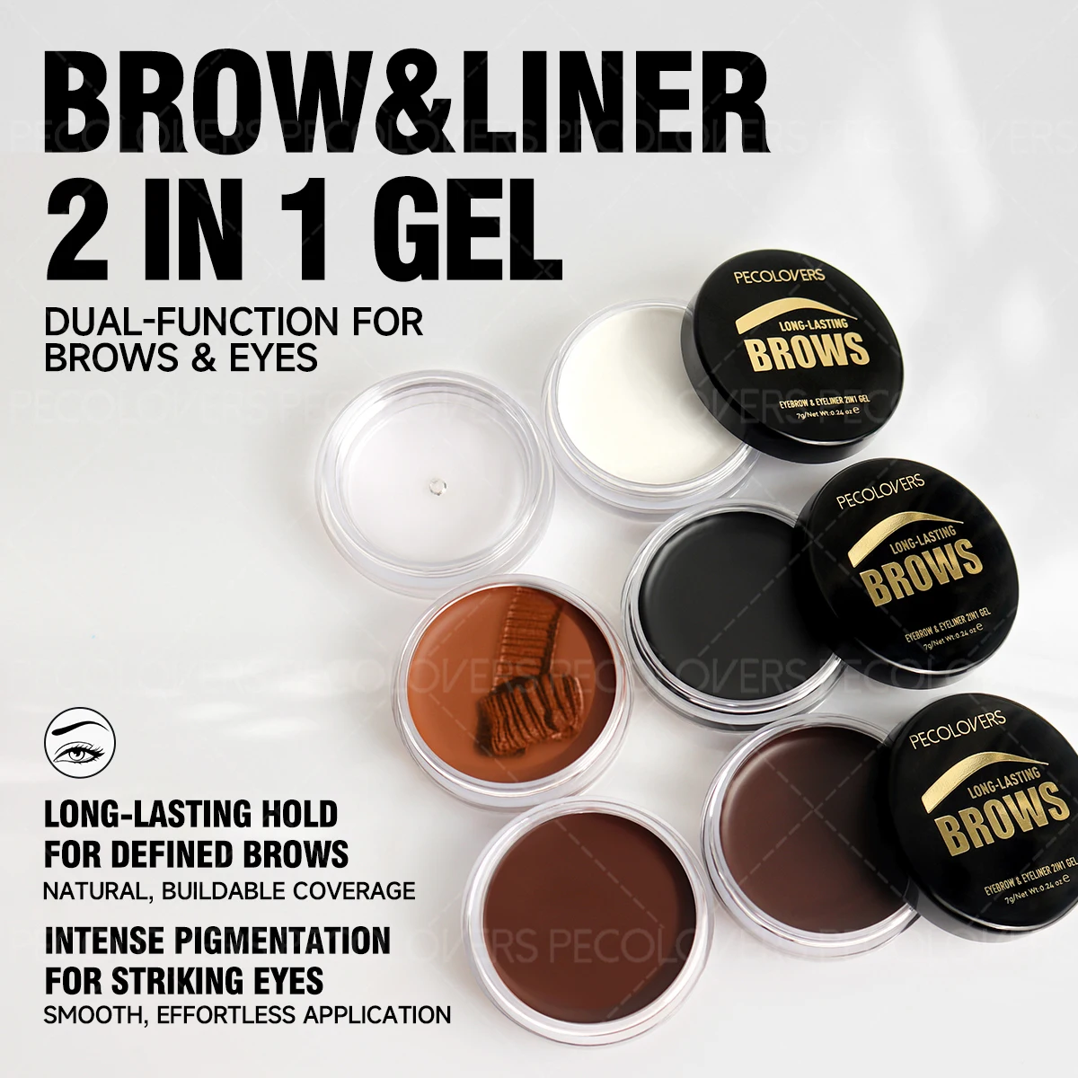 1 Set 2 in 1 Brow & Eyeliner Gel with Soft Brush, Long-lasting Eyebrow Eyeliner Powder, Easy for Defined, Halloween Makeup