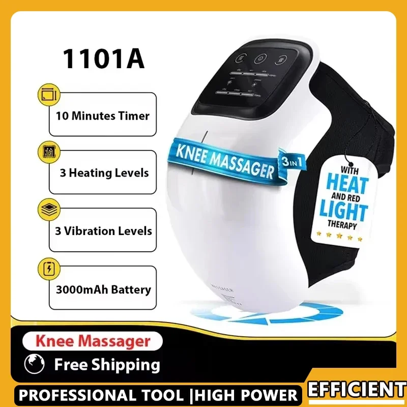 

Беспроводной массажер для колена, красный свет и массажная терапия со светодиодным экраном, 3-уровневое инфракрасное тепло и вибрация, подарки для мужчин и женщин