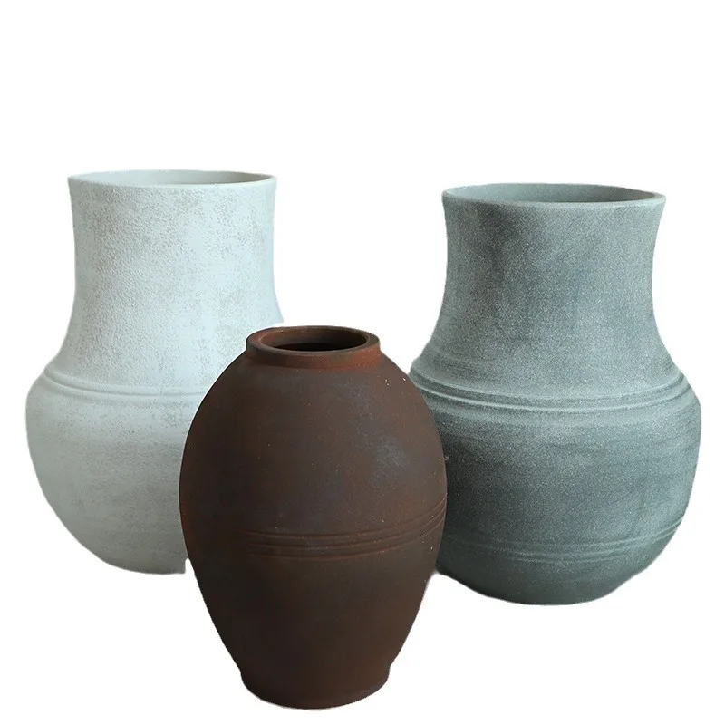 

Floor-to-ceiling, large clay pot, vase, high sense, wabi-sabi, hydroponics, Nordic, retro