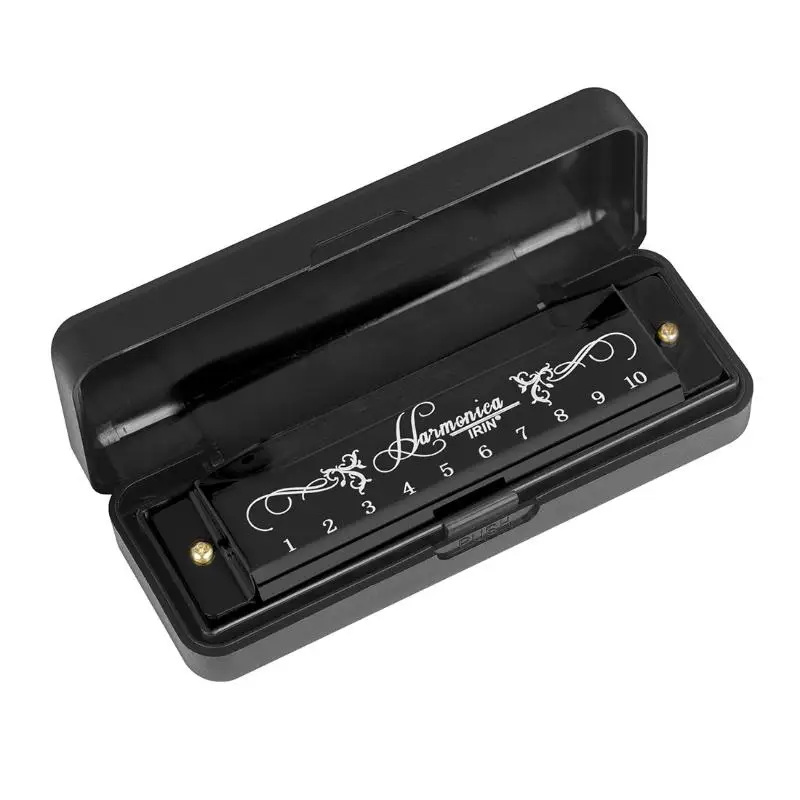 ملون أحمر، فضي، أسود ABS 10 فتحات، 20-Tune C-Key Harmonica Woodwind Device 1PC #3