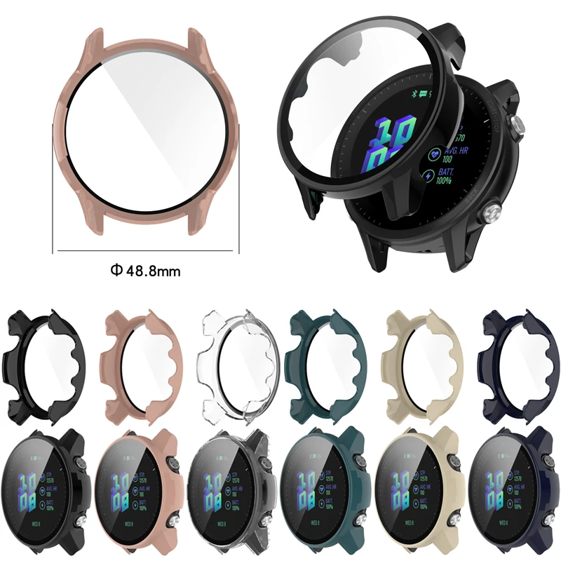 Twarda krawędź ekranu szklana folia ochronna etui na Garmin Forerunner 955 Solar/255/255S zegarek muzyczny osłona ramki ochronnej