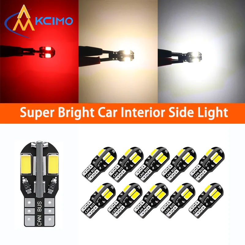10 Stück T10 W5W 168 194 CANBUS LED-Lampen, DC12V 600LM 5630 SMD Hochhelle Lampen, mehrfarbiges wasserdichtes Innenlicht