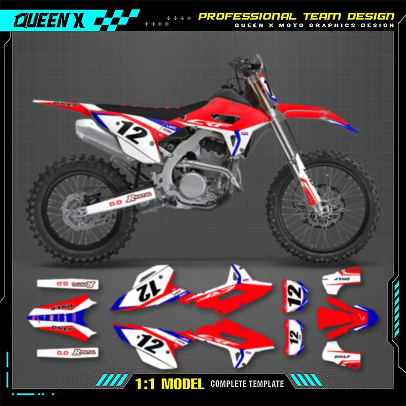 Queen X MOTOR Custom Graphics Decals Stickers Kit For Honda CRF250RX 2022 2023 2024 CRF450RX 2021-2024