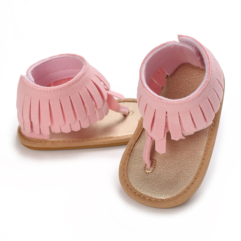 VALEN SINA Fashion Tassels Newborn Baby Girls Sandals Cute Summer Rubber Sole Flat Princess Shoes Infant Non-Slip First Walkers