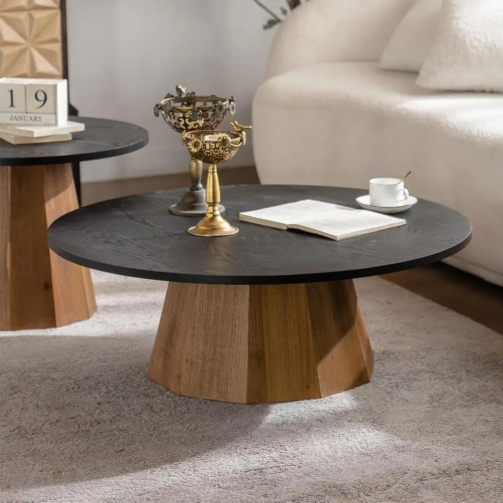 

Century ern Round Coee Table, Tree Design Circle Coee Table or Living Room Oice Aparent, Small Tea Tables with Pedestal, Easy As