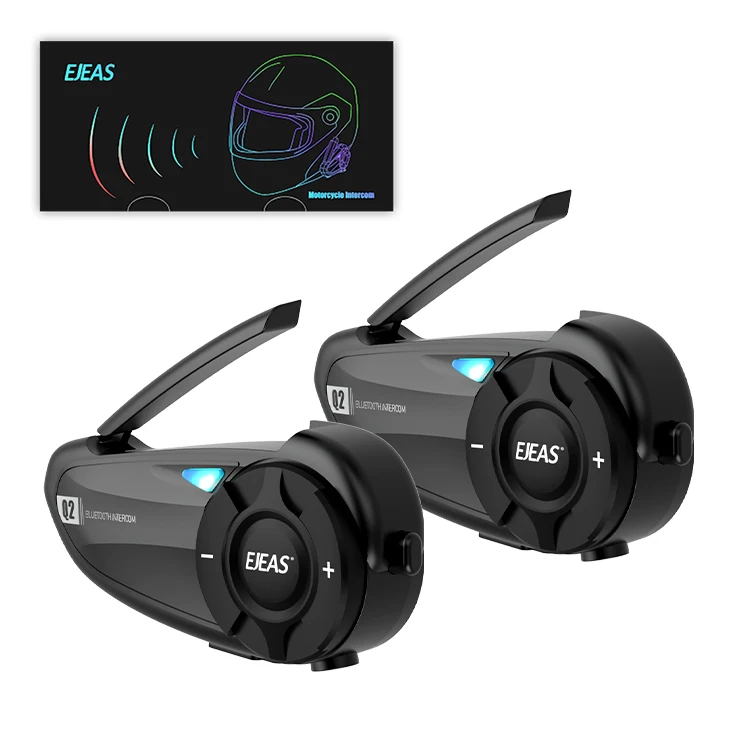 

Ejeas Q2 Waterproof Motorcycle Intercom Headset ABS Bluetooth 5.1 Helmet Intercommunicador for Moto