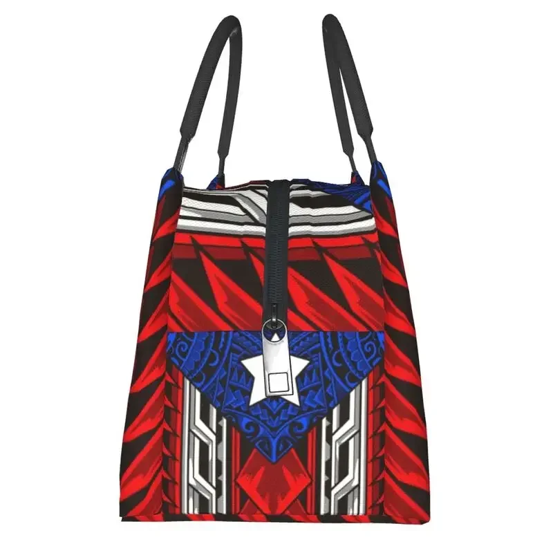 Puerto Rican Tribal Flag Insulated Lunch Tote Bag for Women Modern Boricua Resuable Thermal Cooler Food Lunch Box