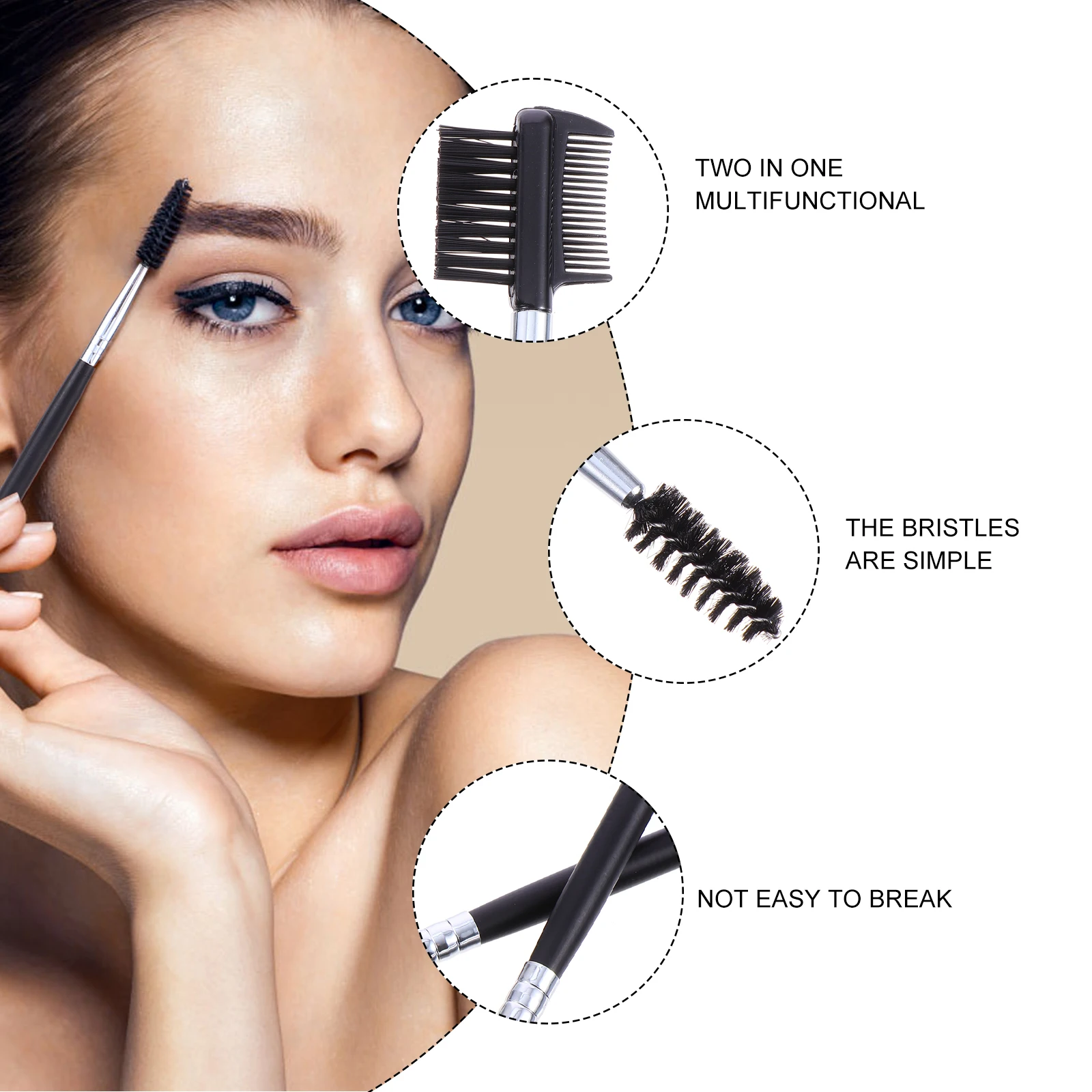 

6pcs Wooden Handle Double Head Eyebrow Brush Eyelash Comb Curler Makeup Tool Grooming lashes clean hair smooth natural shape