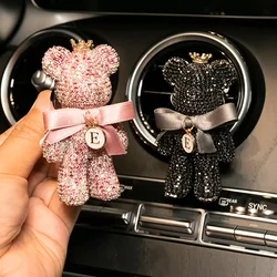 Wholesale Cute Diamond Crystal Car Air Freshener Vent Clip Decor Cartoon Bear Car Perfume Fragrance Auto Diffuser Scent