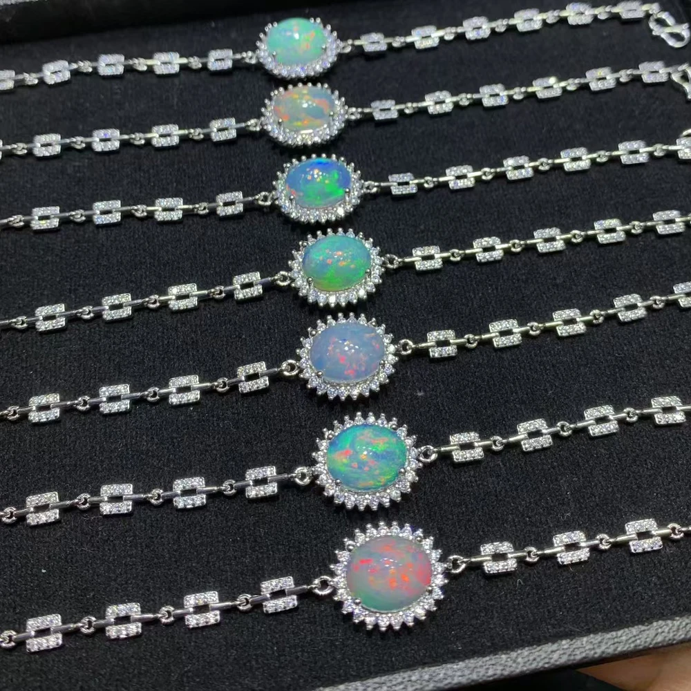 

Trendy Natural White Opal Bracelet Sterling 925 Silver 1pcs Gemstone 10*12mm for Women Birthday Party Fine Jewelry Gift