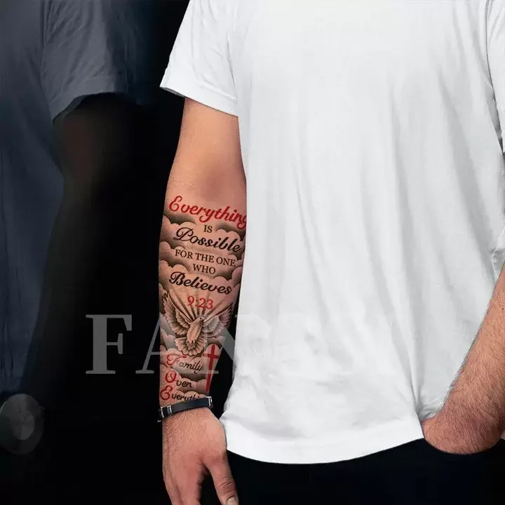 Anything Is Possible Temporary Tattoos Incentive Letter Waterproof Fake Tatoo Sticker Body Art Tatoo Body Sticker for Man