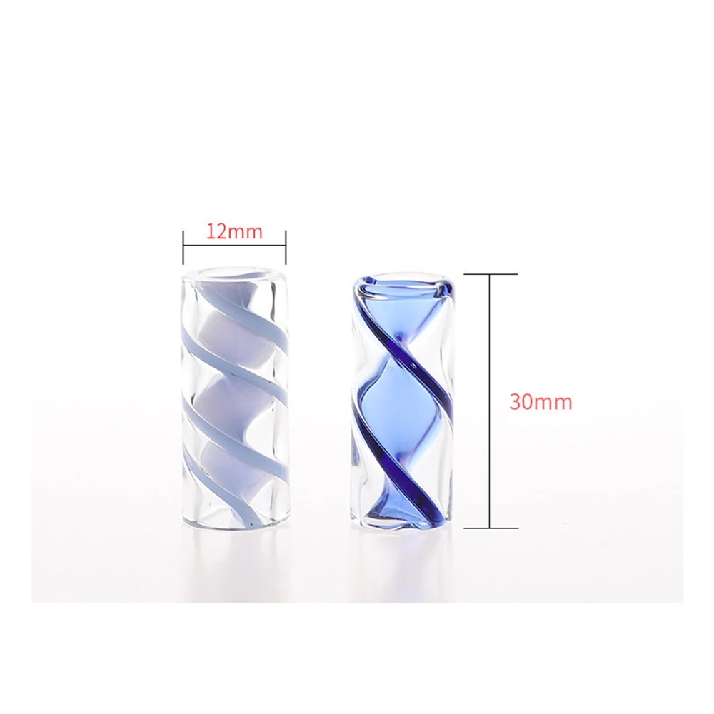 D12MM H30MM Stripe Color Mini Glass Cigaret Pipe Filter Tips Round Mouth for Dry Herb Tobacco Rolling Drip Thick Pyrex Mouthtip view 2