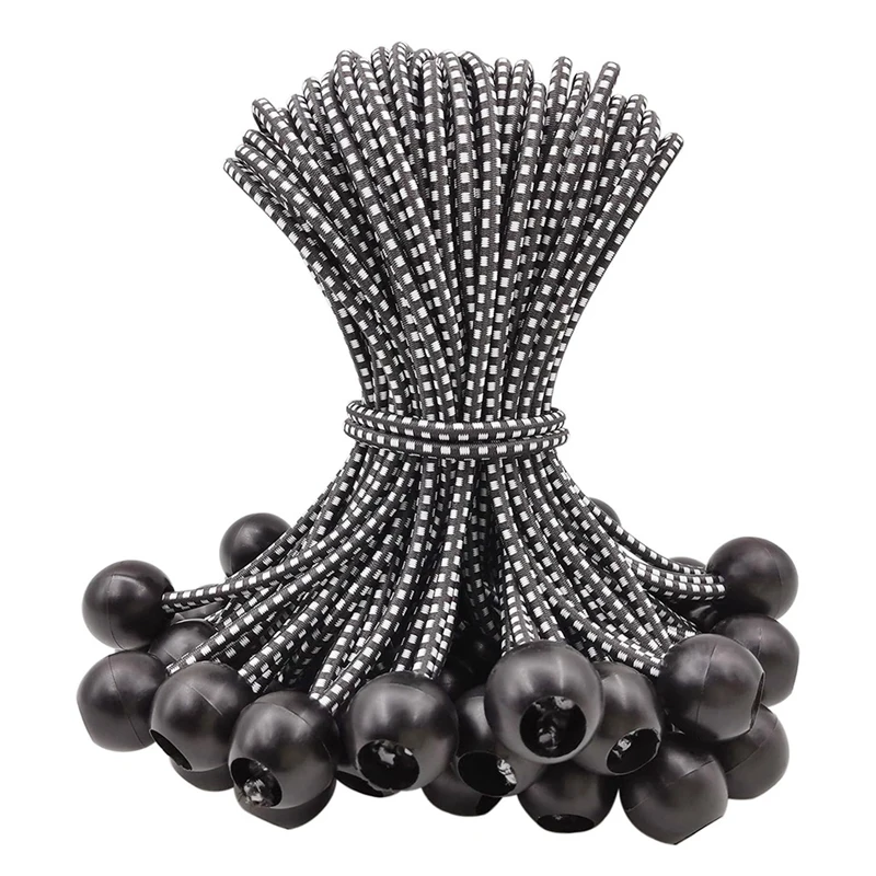 

50 PCS 6Inch Tarpaulin Bungee Balls Bungee Cord With Balls Rubber Small Bungee Cords Heavy Duty, Short Elastic Flag Bungees