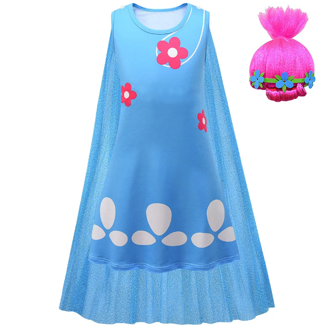 

Kids Girls Anime Cartoon Band Together Princess Dress Cloak Wig Set Outfit Christmas Role Play Halloween Cosplay Costume