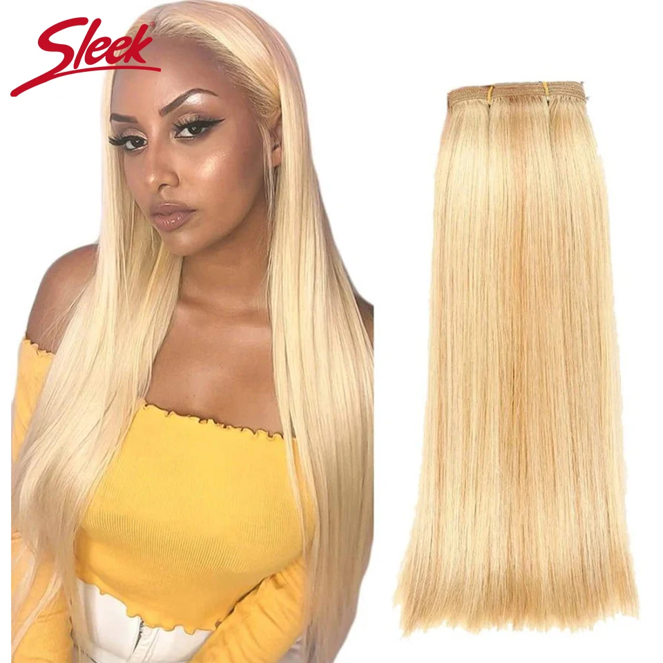 Sleek Peruvian Honey Blonde #613  Straight Hair Double Drawn Natural  Human Hair Weave Bundles Remy 6# 8# Human Hair Bundle