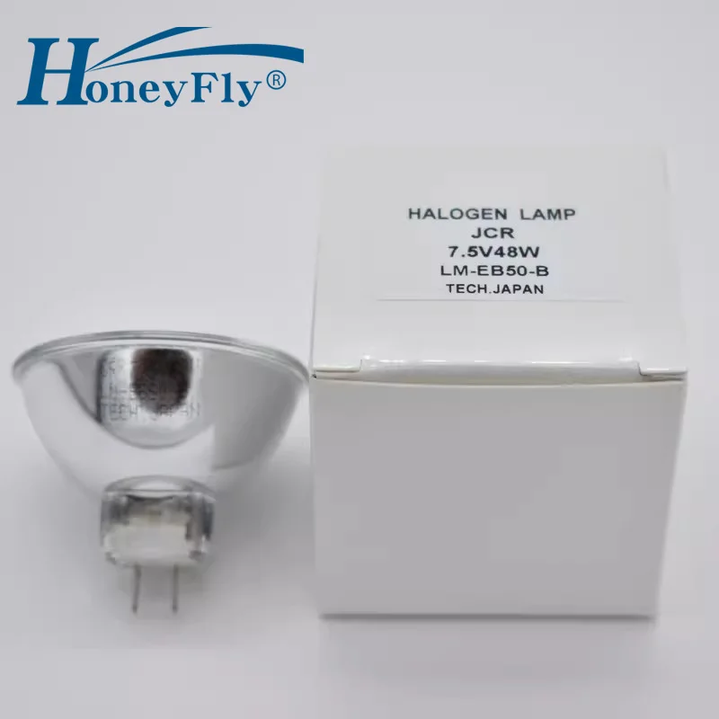 Галогенная лампа HoneyFly JCR MR16 GZ6.3, 7,5 в, 48 Вт, фотогастроскоп, медицинский инструмент, теплый белый свет, 3300K, холодный семейный источник