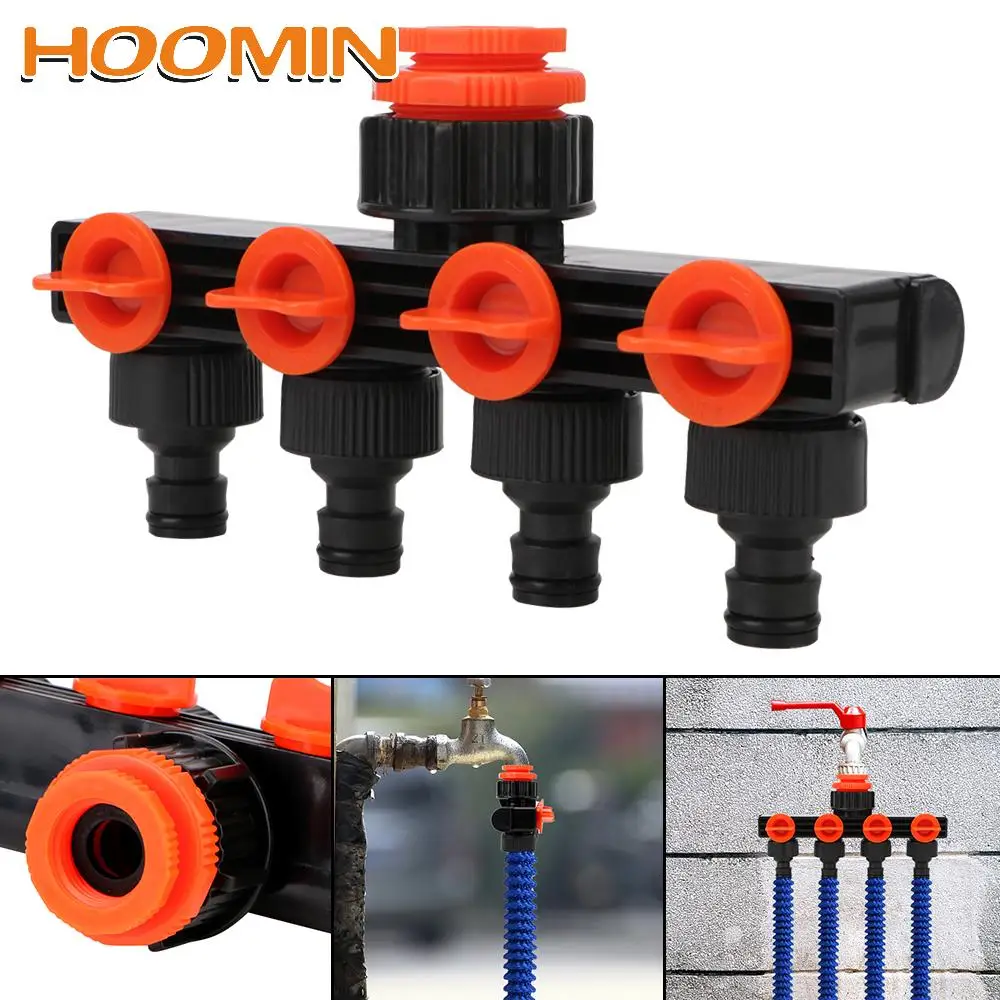 

HOOMIN Valve Splitter Hose Pipe Tap Connectors 4 Way Hose Splitters For Water Pipe 3/4" Watering Connector Distributor