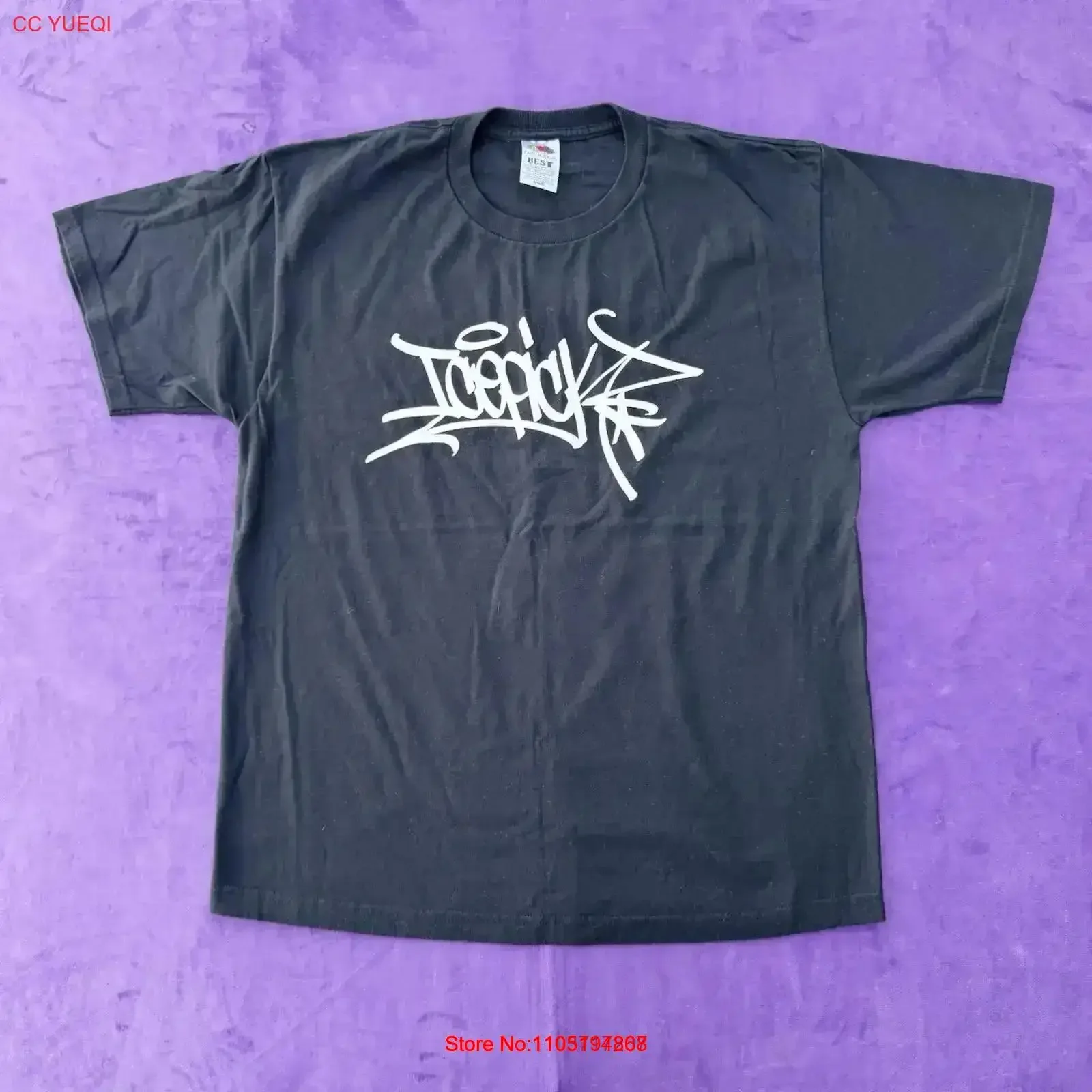 

Vintage Icepick NYHC Hardcore Band T Shirt Black Size L Washed Stretched homme designer clothes Comfortable graphic vintage