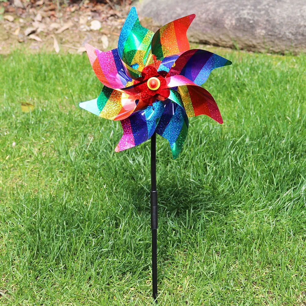 Fruit Garden Reflective Windmills Children Kids Toys Bird-Scaring Wind Spinner Easy Installation for Outdoor Garden Lawn Yard