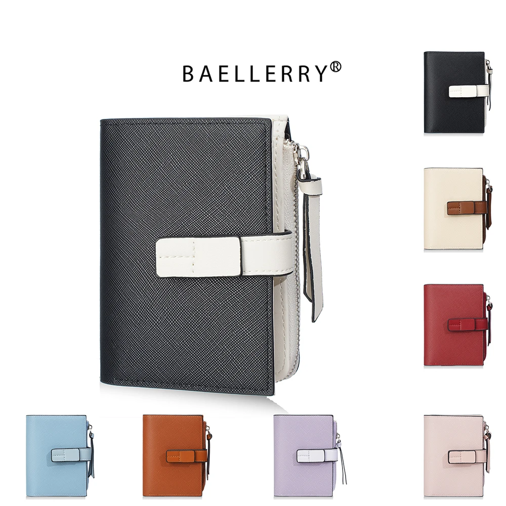 

1 шт./женский ультратонкий мини-кошелек Baellerry, многофункциональный держатель для монет и удостоверений личности на молнии с несколькими слотами для карт, легкий и портативный маленький держатель для карт
