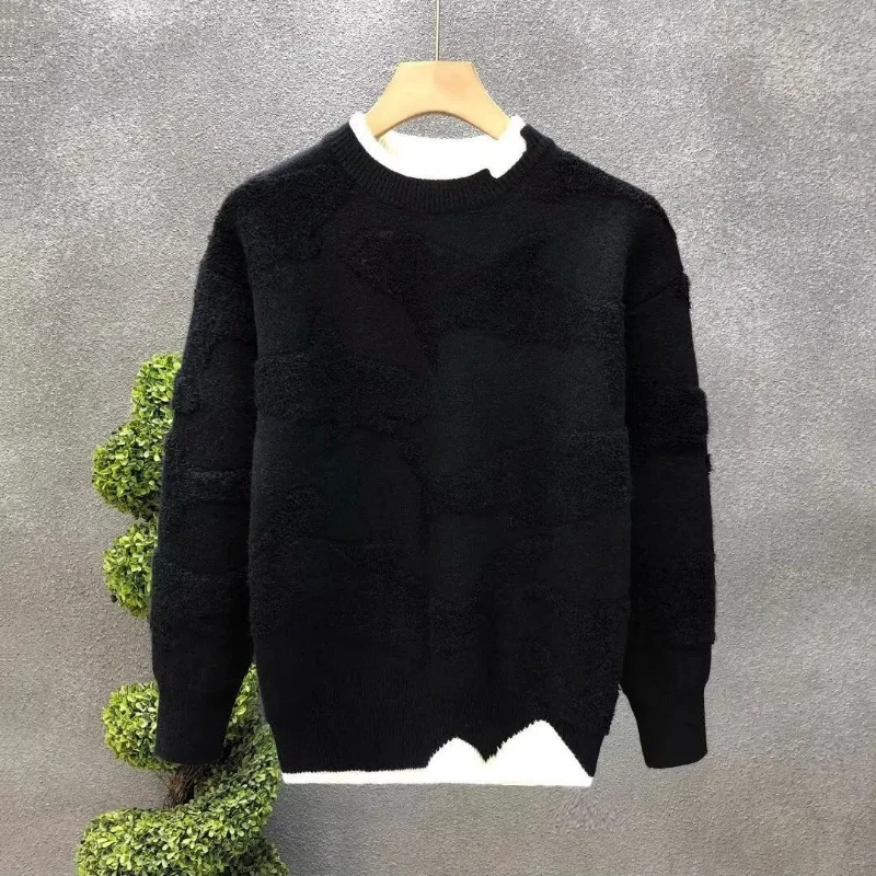 Autumn Winter New Fashion Round Neck Long Sleeve Solid Sweaters Men's Clothing Casual All-match Warm Simplicity Knitting Tops