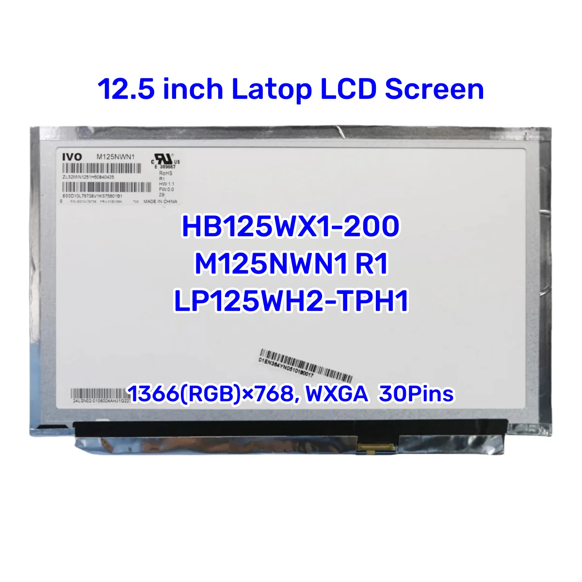 

12.5 Inch Slim TN HD HB125WX1-200 B125XTN01.0 M125NWN1 R1 For Lenovo Thinkpad X230S X240 X250 X260 X270 X280 LCD