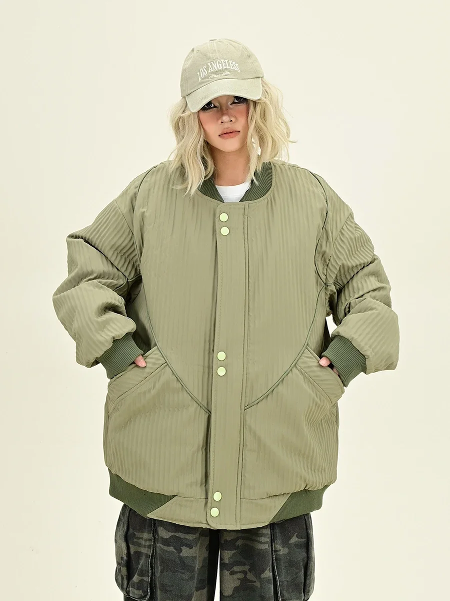 Textured Tooling Parkas Women's 2024 Winter New Loose Bf American Street Hip Hop Thickened Coats