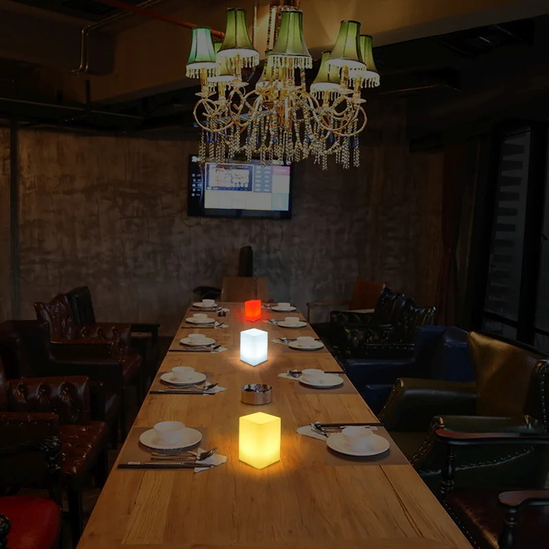 LED luminous square column night light remote control home coffee shop bedside table light waterproof bar creativity