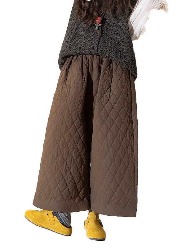 Pantalon rétro à carreaux en coton, jambes larges, décontracté, taille haute, jambes droites, avec kets, coupe ample pour femmes d'âge moyen