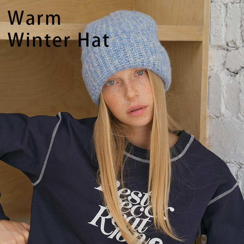 New Warm Winter Hat Heathered Cuffed Aran Beanie Hat Women Chunky Knit Hat For A Slimming Look Ins Trending For A Casual Outfit