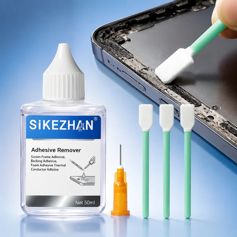 Kit Removedor de Cola para Tela LCD SiKEZHAN com Agulhas e Espátulas, Limpador Seguro para Remoção de Adesivo Térmico de Espuma da Parte Traseira e Estrutura de Celulares