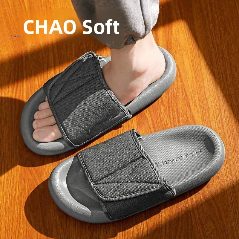 Adjustable Slippers for Men And Women with Wide Soft Bottoms for Swollen Feet One-Strap Slippers Magic Tape Elderly Pain Reli...