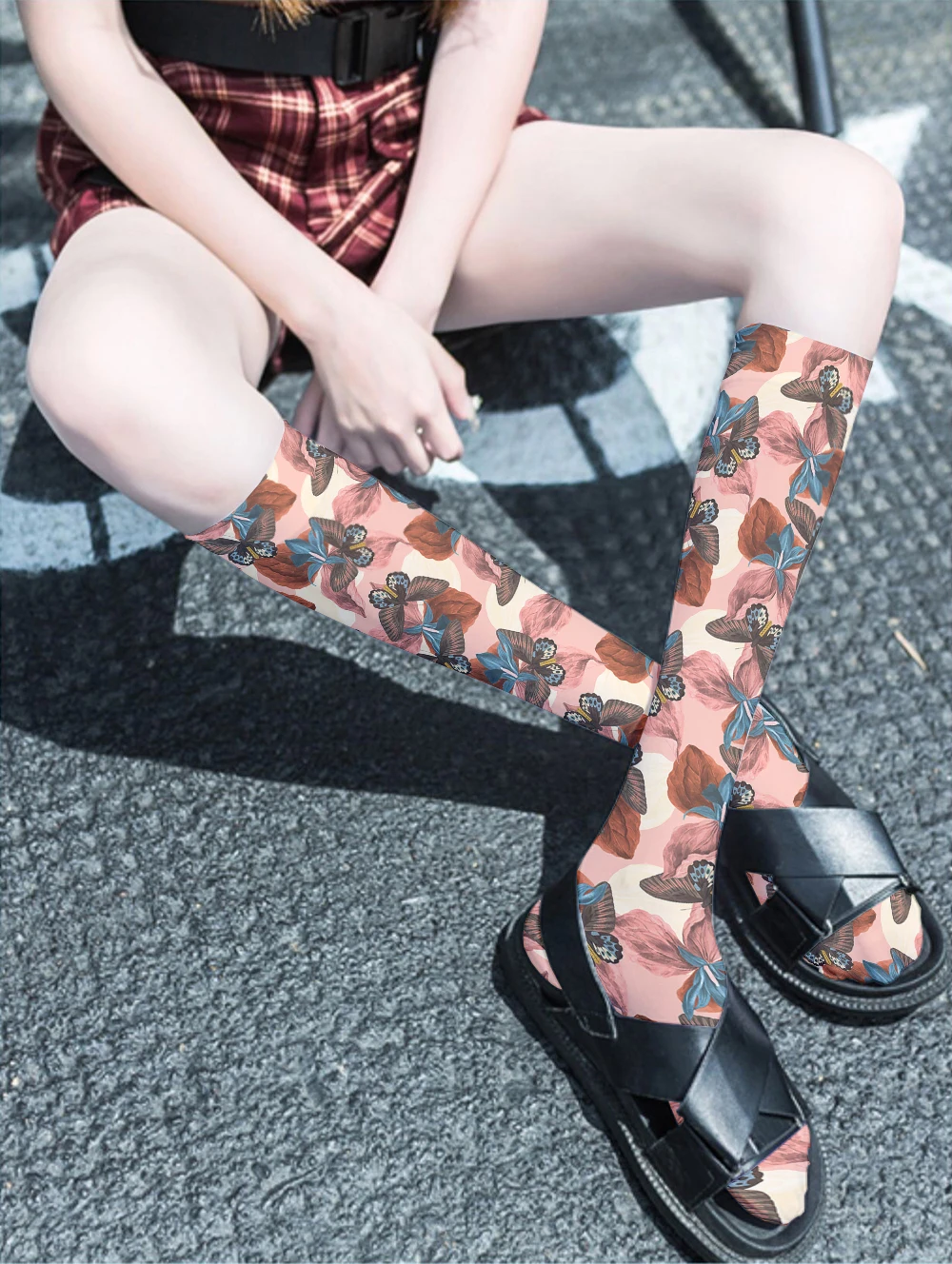 Ladies Silk Calf Socks Japanese Korean Style Velvet Flower Print Casual Stockings Comfortable Sweet Girls Happy Sexy Long Socks