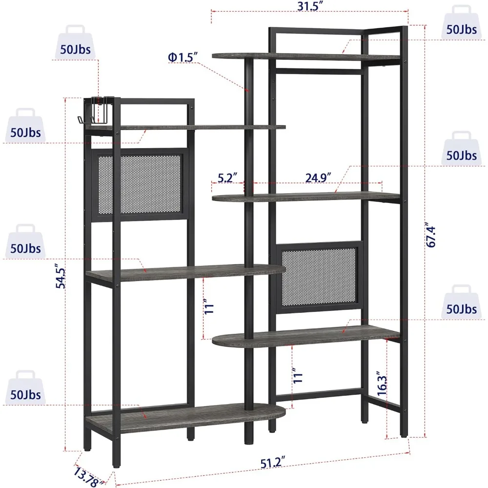 Book Shelf Oak and Black Bookshelf for Books Bookcase & Magazine Racks Wardrobe Librero Storage Furniture Living Room Home