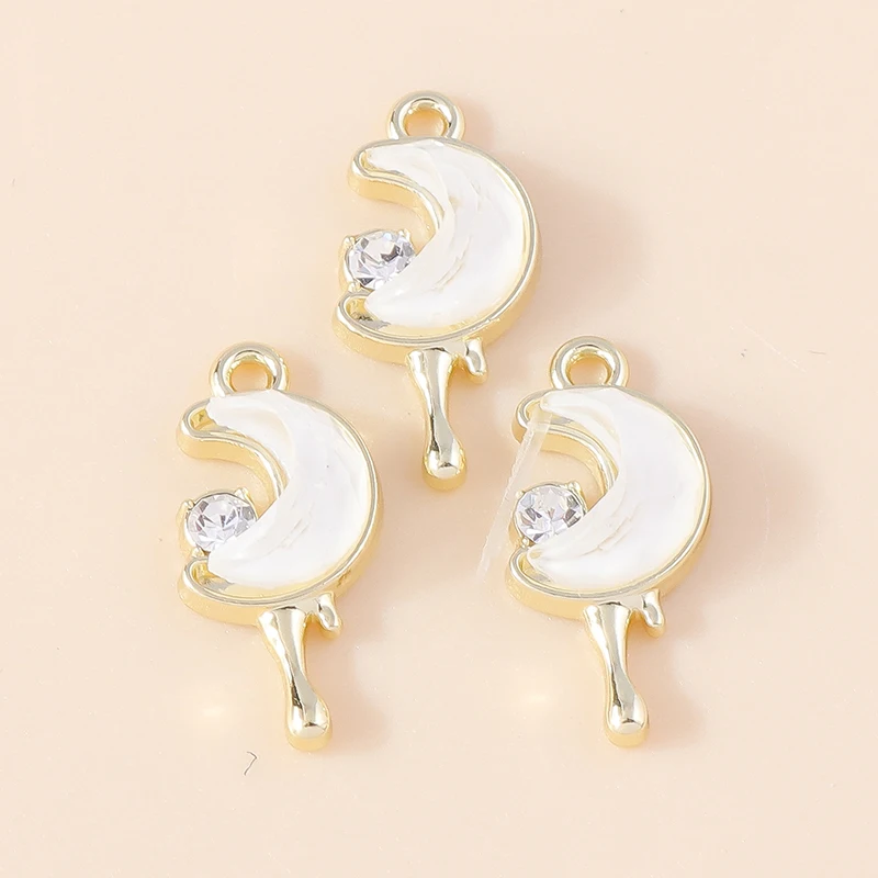 Leslie 4 Stück wunderschöne Gold-Silber-Farbe Kristall Polaris Charm für Schmuckherstellung Stern Mond Anhänger Halskette Armband Ohrring DIY – Detail 15