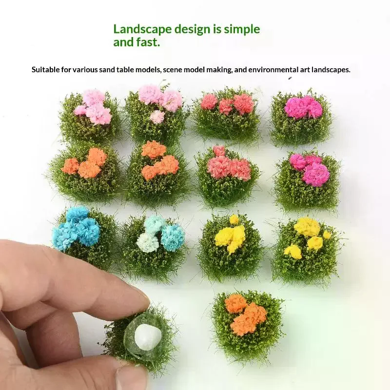 6Pcs Miniature Flower Cluster Set - Artificial Bush Plants for Diorama, Sand Table, Train Railroad Garden Decoration