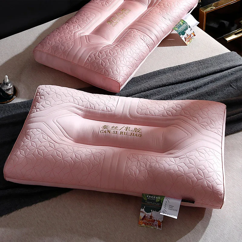 Luxury Pink Latex layer Pillow Orthopedic Pillow Slow Rebound Neck Pillow Ergonomic Cervical Pillow Adult Sleeping Home Grey