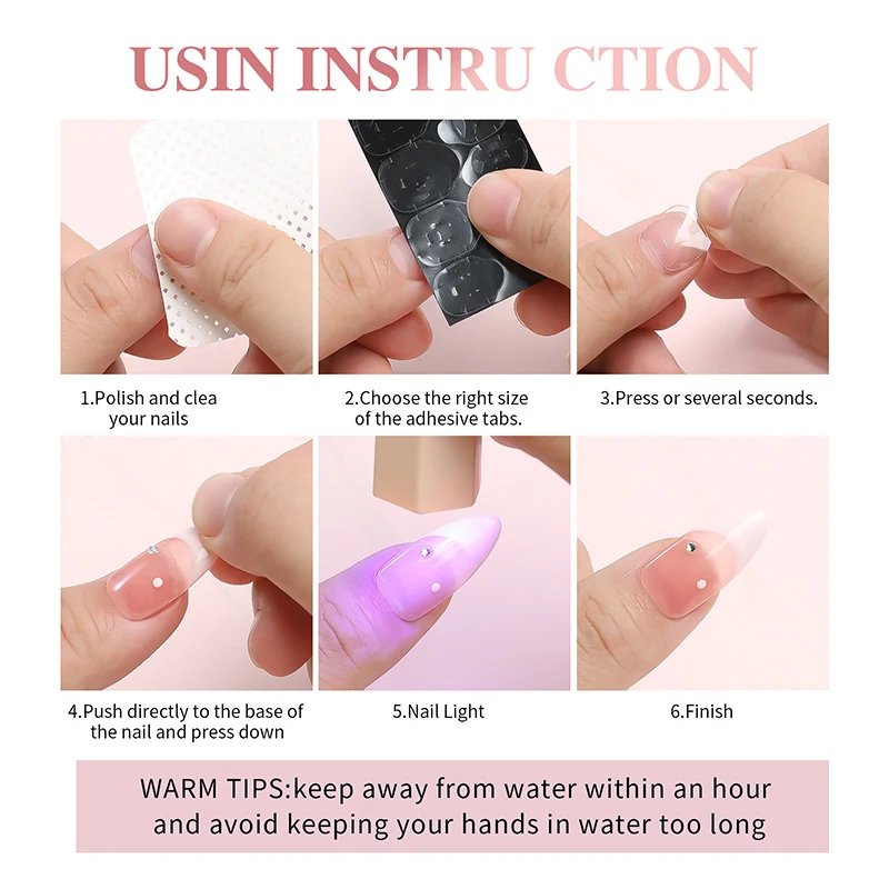 1/5 sacchetti doppia faccia colla UV adesivo per unghie linguette adesive impermeabile traspirante adesivi per colla per unghie finte gelatina punte per unghie finte