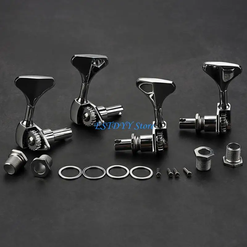 

G6DE Electric Bass Tuner Peg Machine Head Knobs 1:20 Ratio Open Gear Tuners Tuning Pegs Replacement Bass Accessory