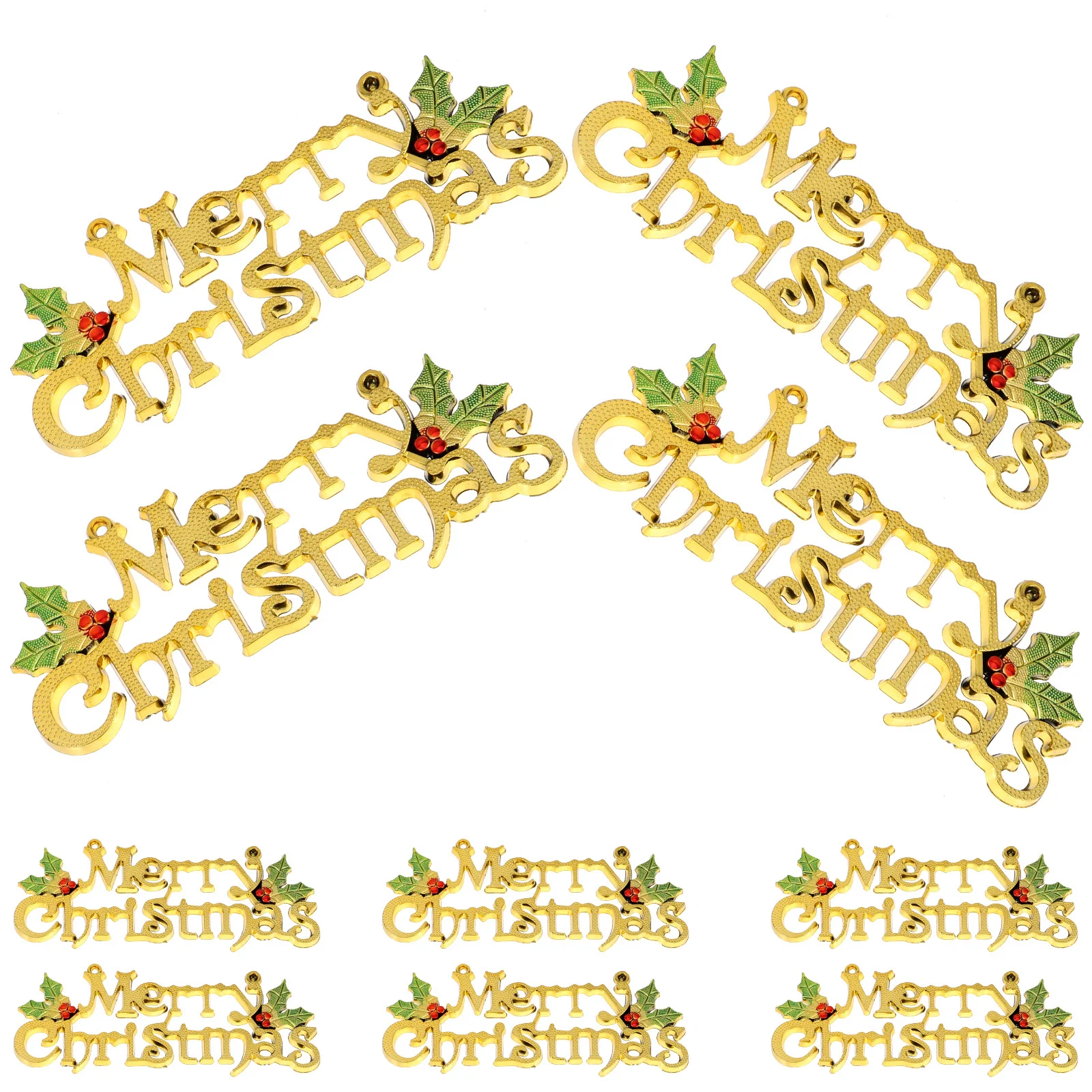 

12Pcs Plastic Xmas Decoration Christmas Pendant with Letter Sign Design for Indoor Outdoor Holiday Hanging Adornments